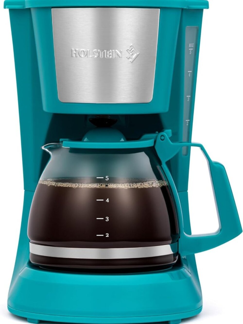 Compact 5-Cup Drip Coffee Maker with Auto Pause, Reusable Filter & Glass Carafe